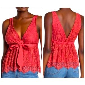Free People Chante Lace Tank Frenchie Kiss NWT L